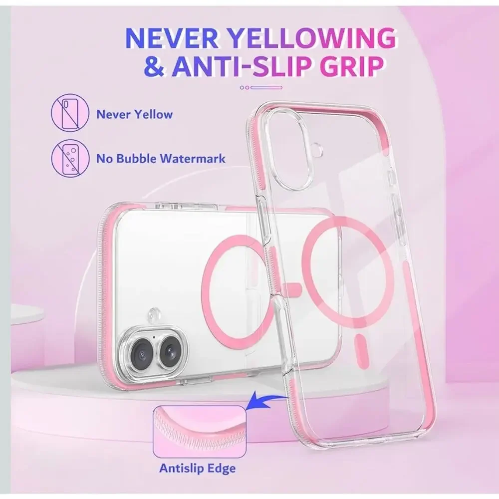 MATEPROX Magnetic Pink Clear iPhone 16 Case MagSafe 6.1